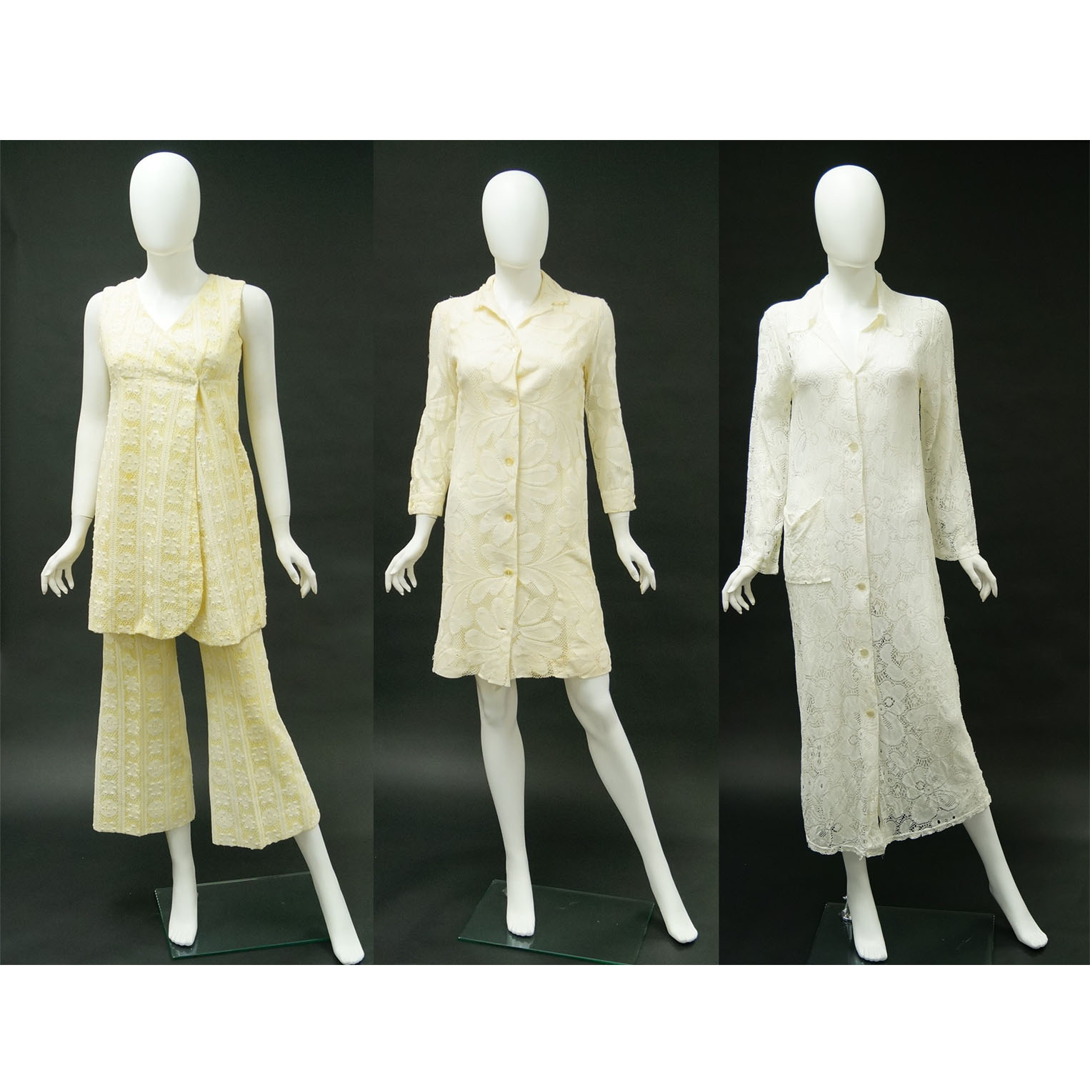 Circa 1970s Floral Lace Dresses, Shirts and Pants
