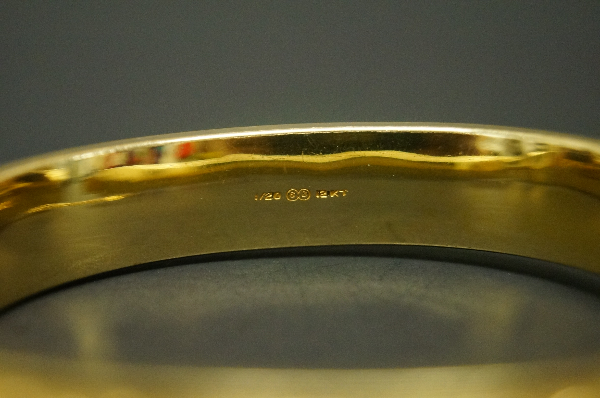 Collection of Etched Gold Filled Bangle Bracelets