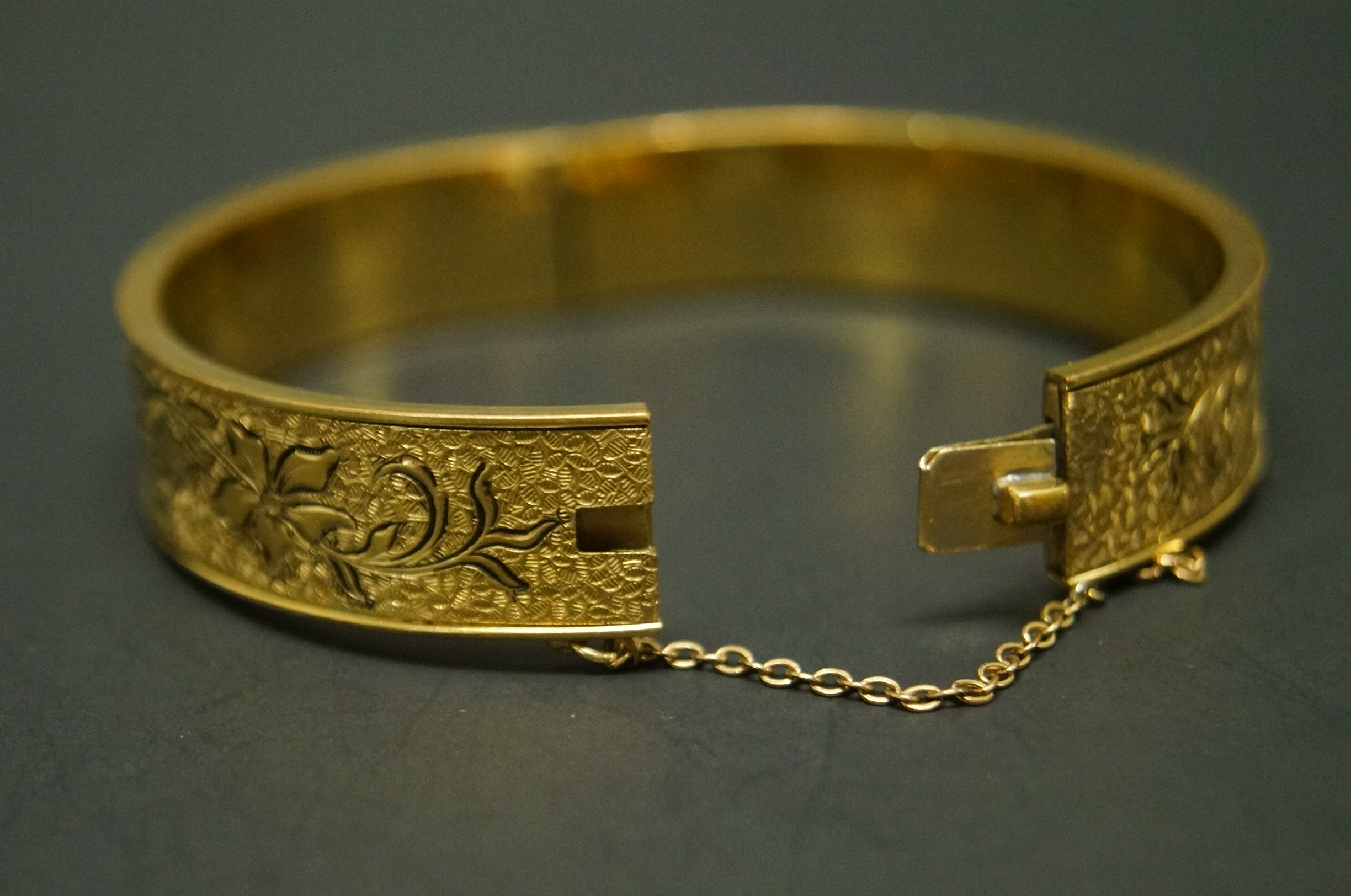 Collection of Etched Gold Filled Bangle Bracelets