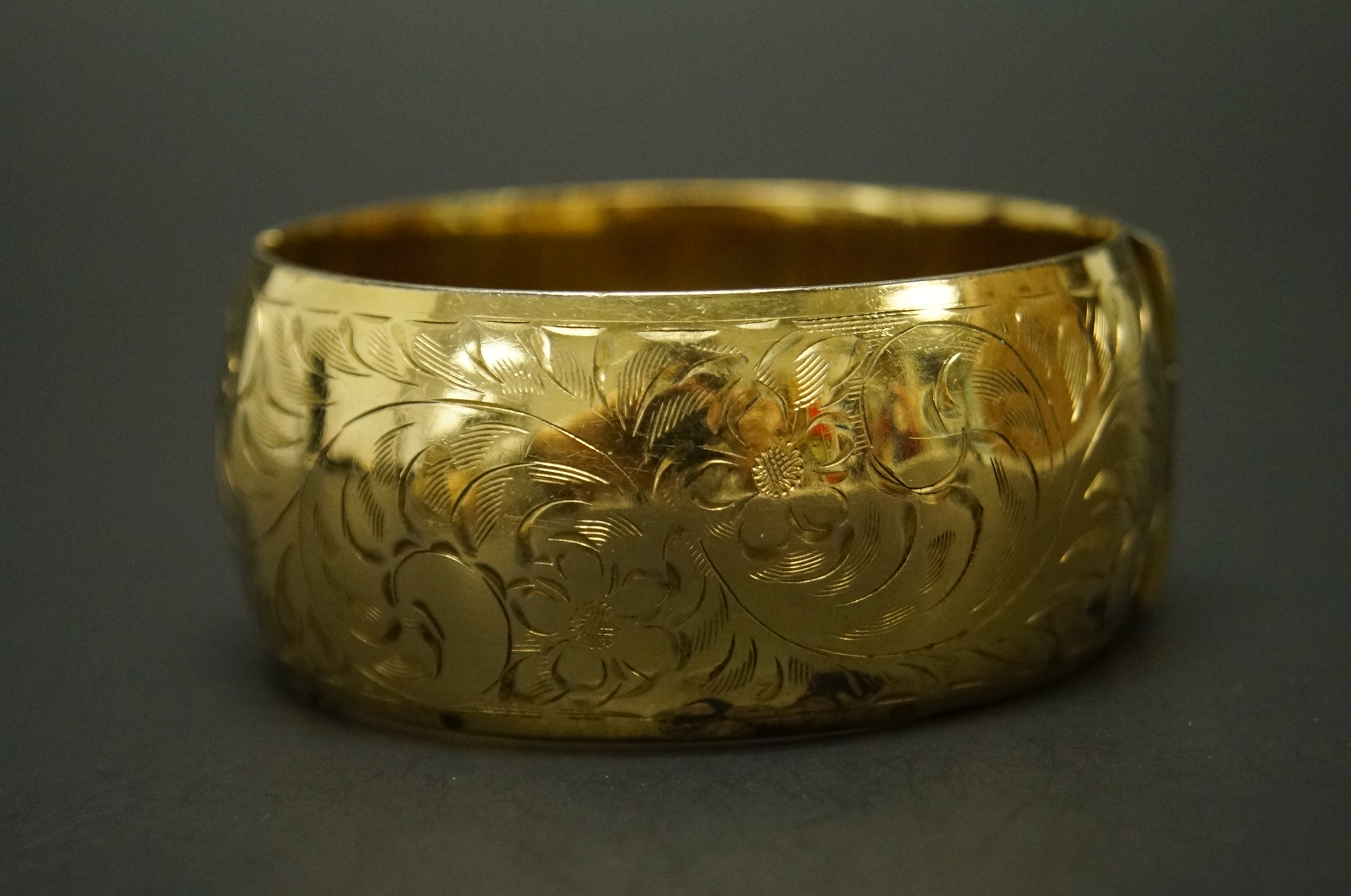 Collection of Etched Gold Filled Bangle Bracelets