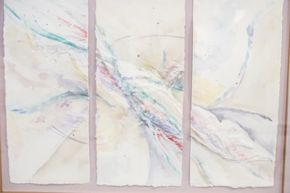 Framed Mixed Media Watercolor Collage Triptych