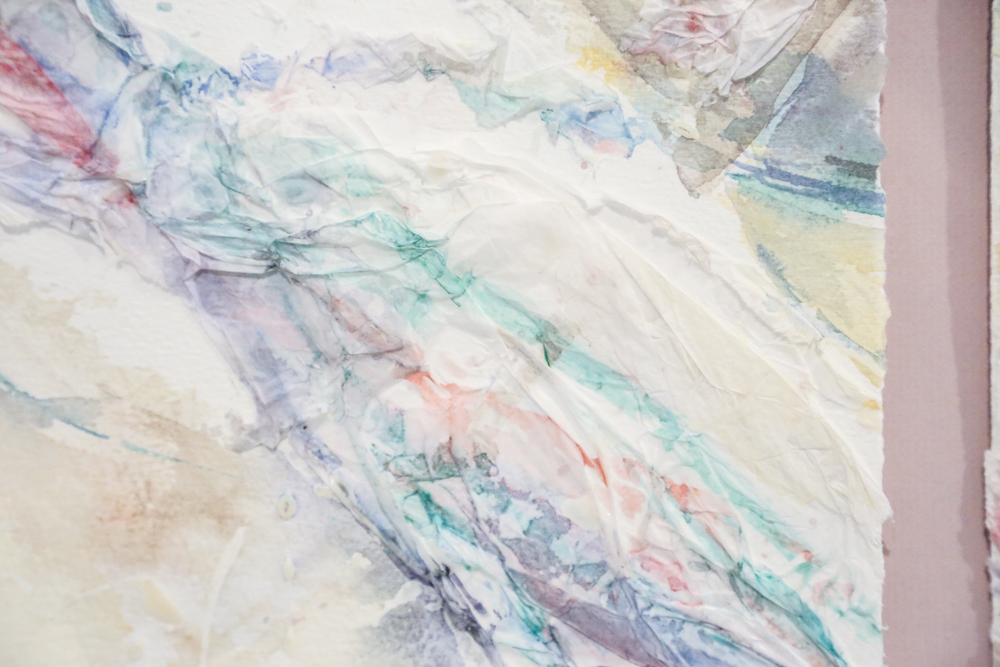 Framed Mixed Media Watercolor Collage Triptych