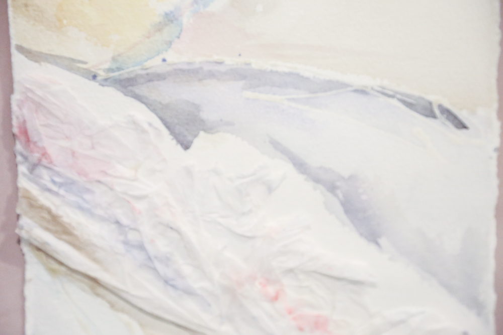 Framed Mixed Media Watercolor Collage Triptych