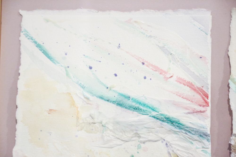 Framed Mixed Media Watercolor Collage Triptych