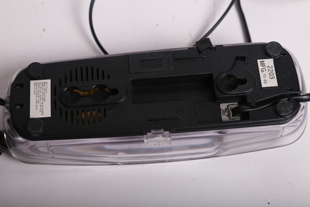 Vintage Panasonic Clock Radio and Transparent GoldStar Telephone