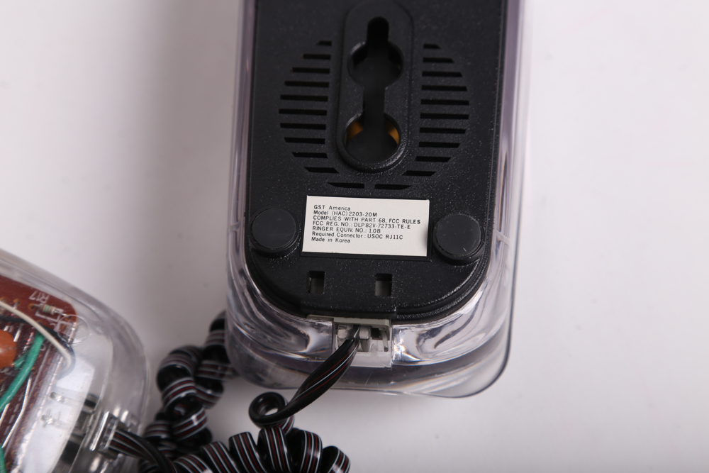 Vintage Panasonic Clock Radio and Transparent GoldStar Telephone