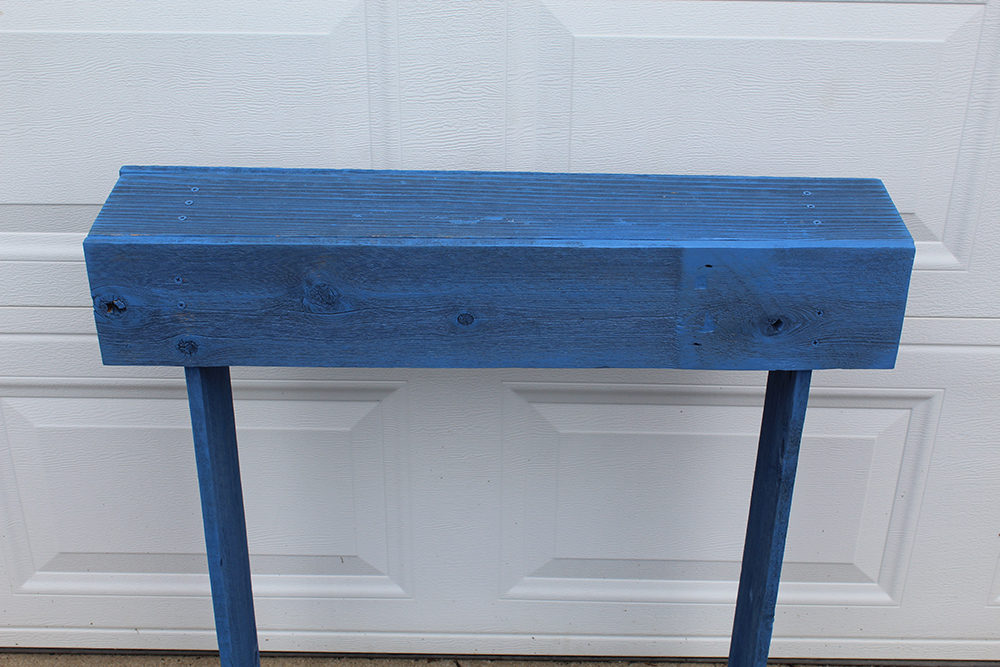 Rustic Blue Painted Plant Stand