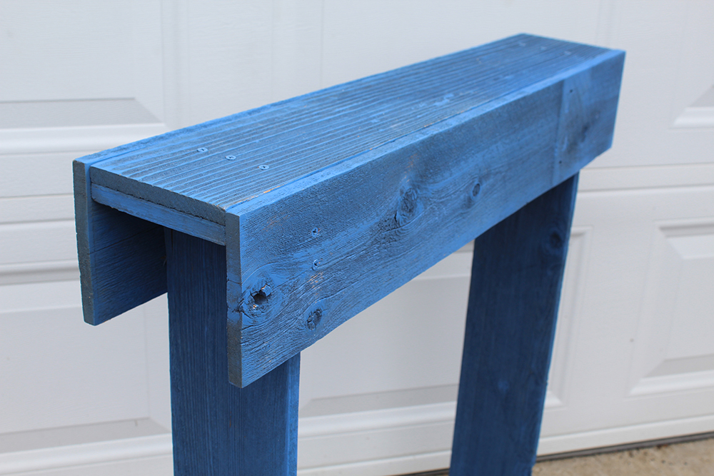 Rustic Blue Painted Plant Stand