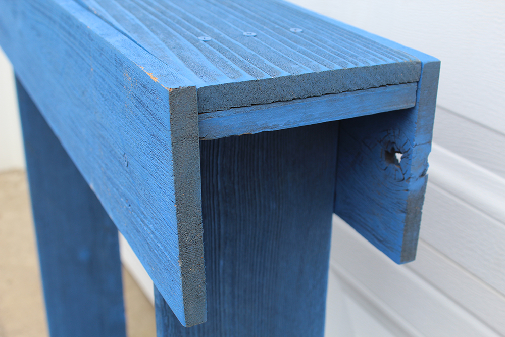 Rustic Blue Painted Plant Stand