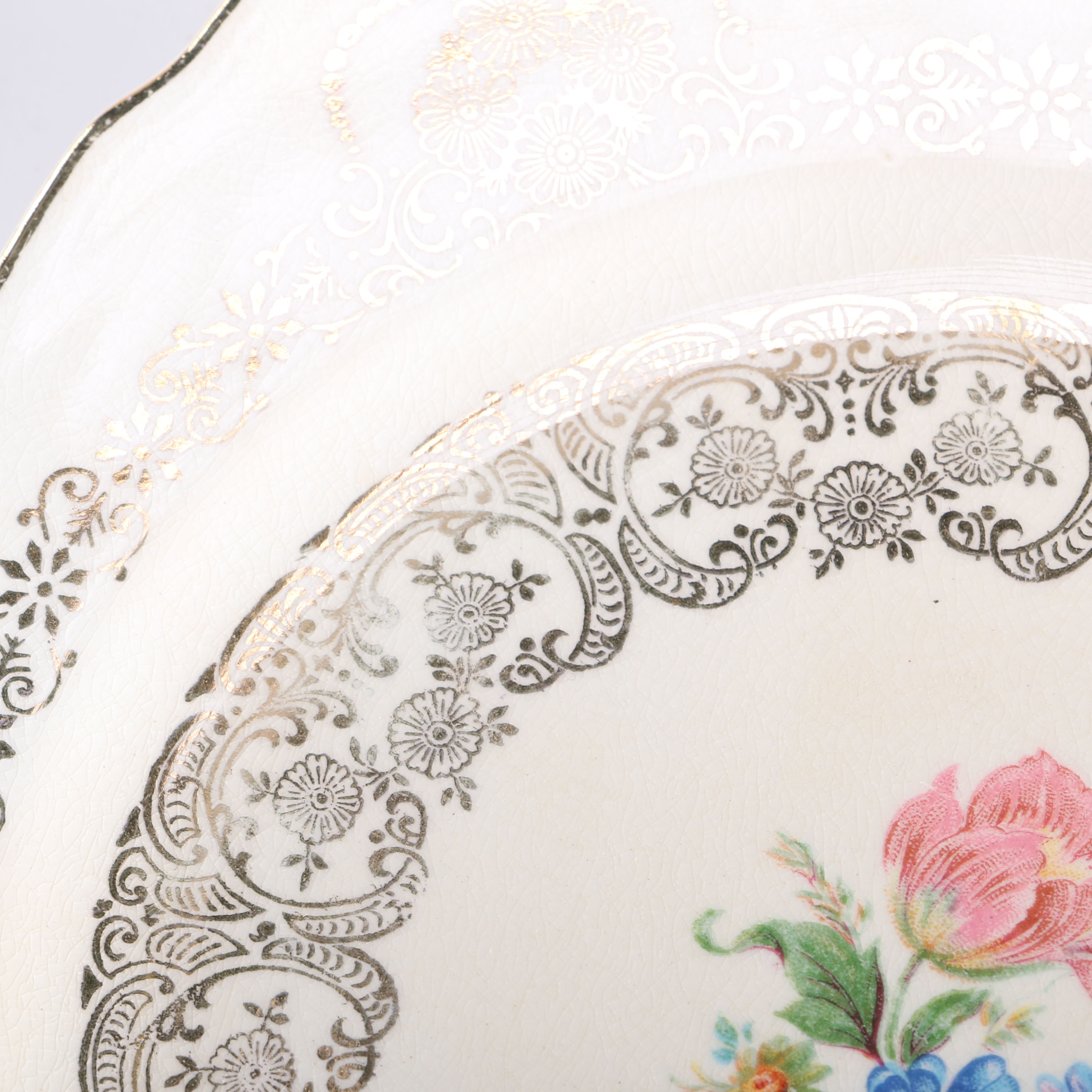 Collection of Five Queen Anne Plates with 22 K Gold