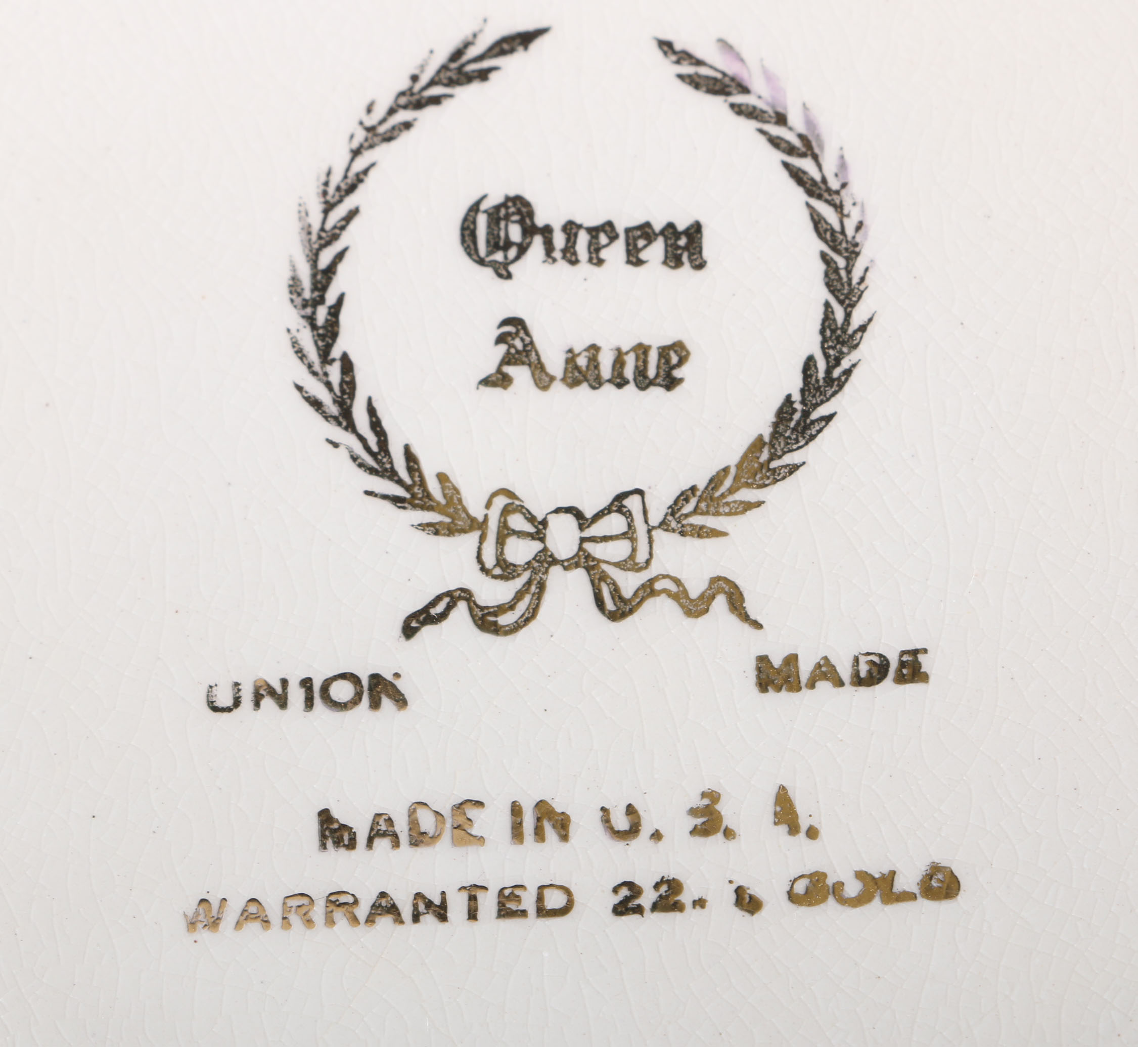 Collection of Five Queen Anne Plates with 22 K Gold