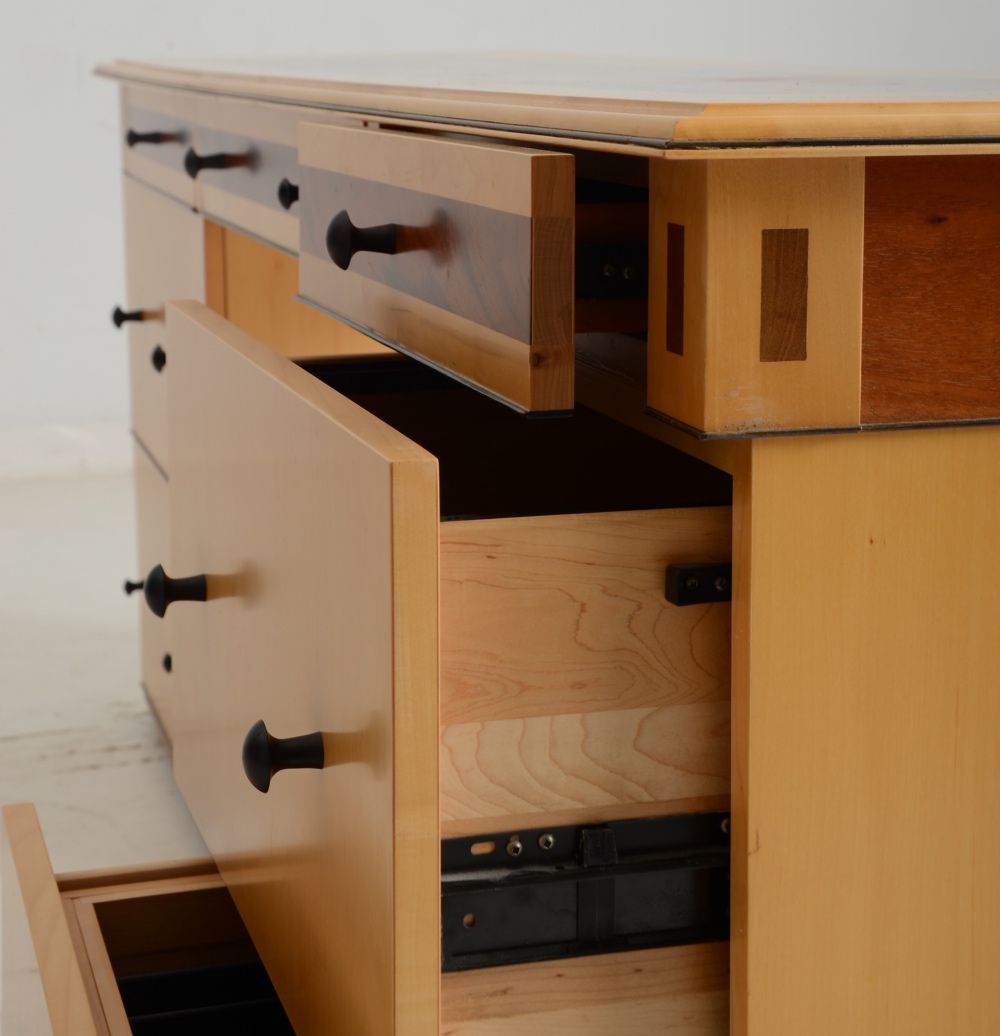 Limited Edition Custom Maple Desk and Credenza by Kaufman Contract