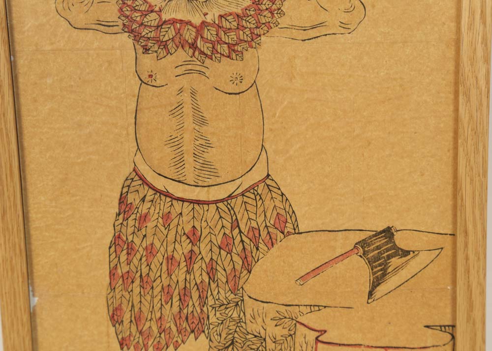 Antique Japanese Daoist Ukiyo-e Woodblock Print