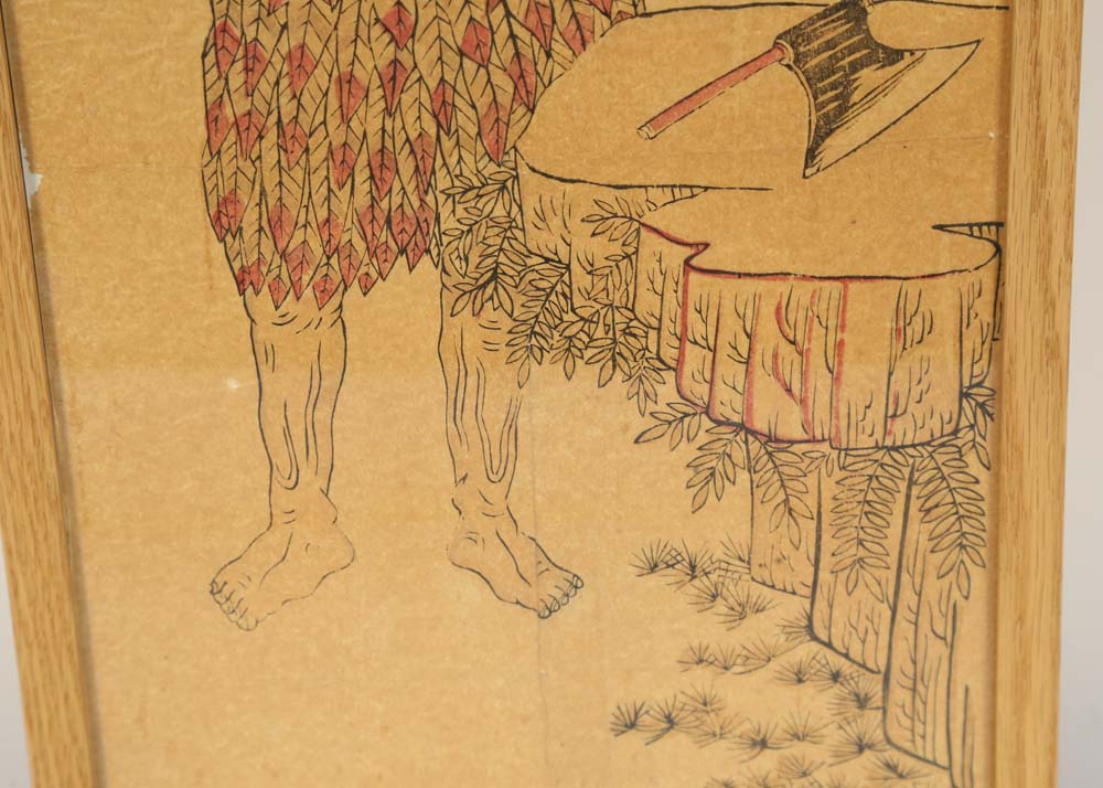 Antique Japanese Daoist Ukiyo-e Woodblock Print