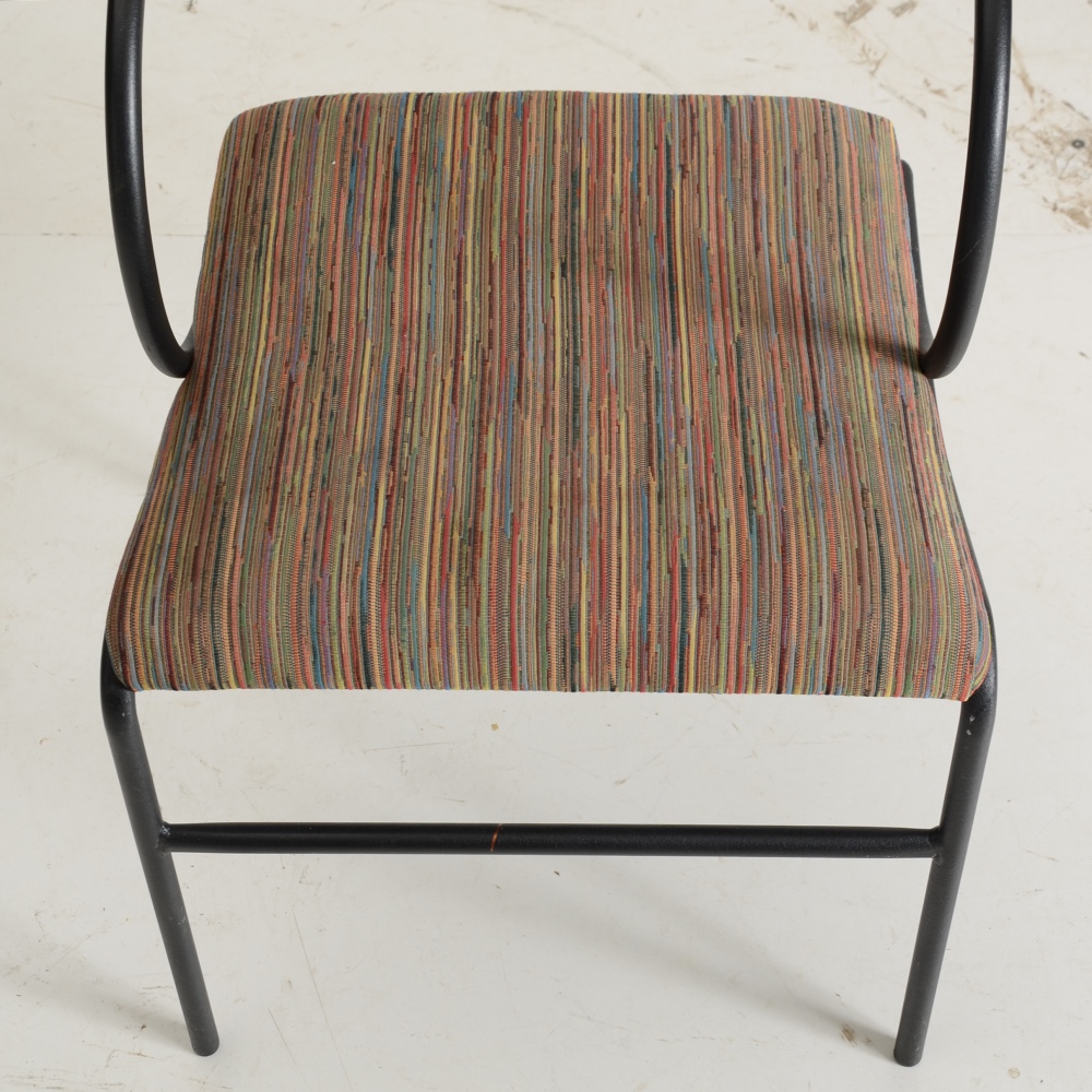 Set of Four Contemporary Upholstered Metal Arm Chairs