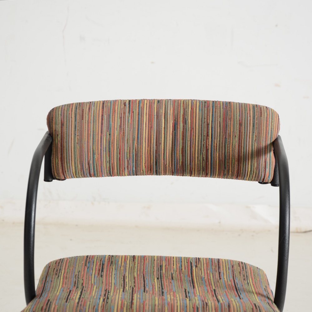 Set of Four Contemporary Upholstered Metal Arm Chairs