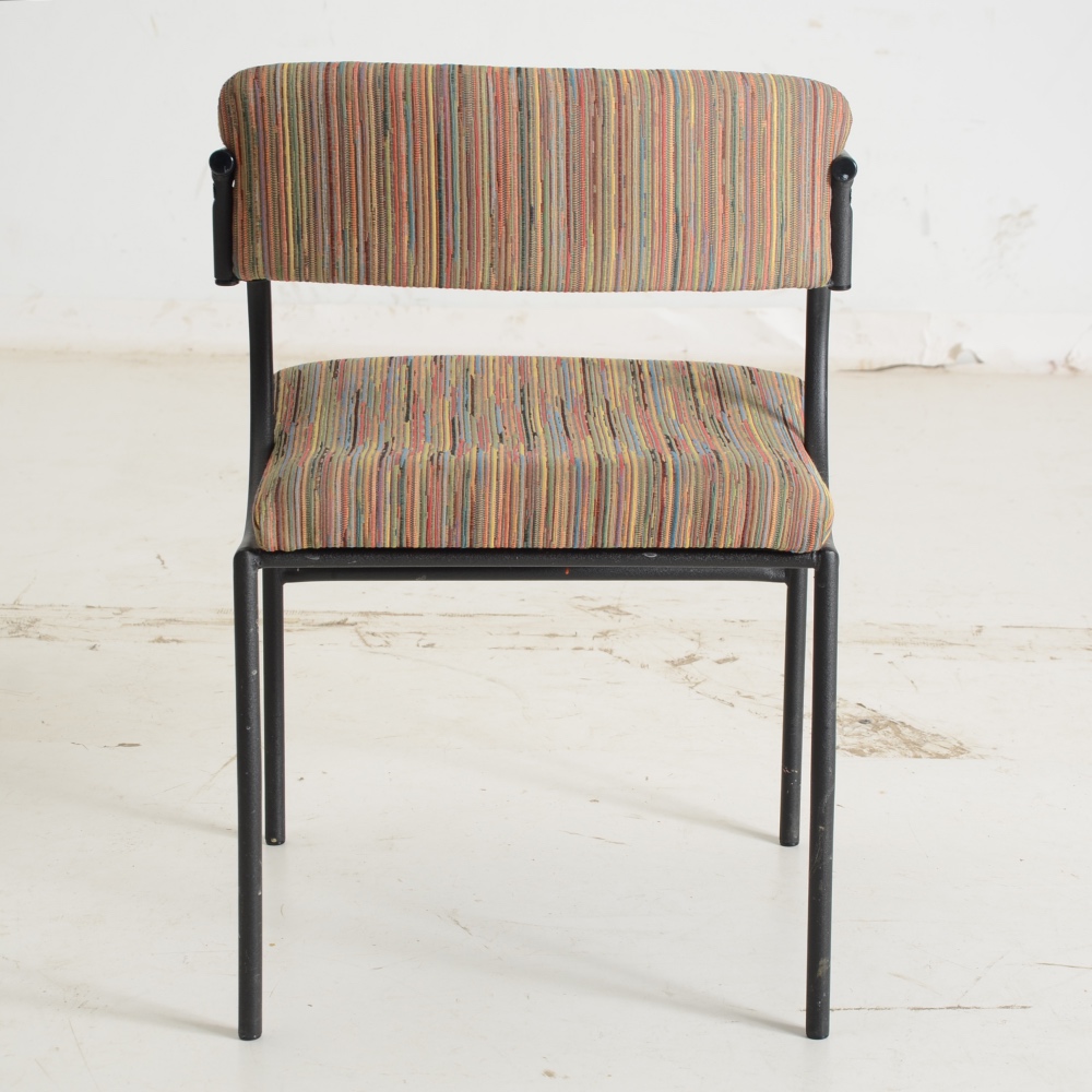 Set of Four Contemporary Upholstered Metal Arm Chairs