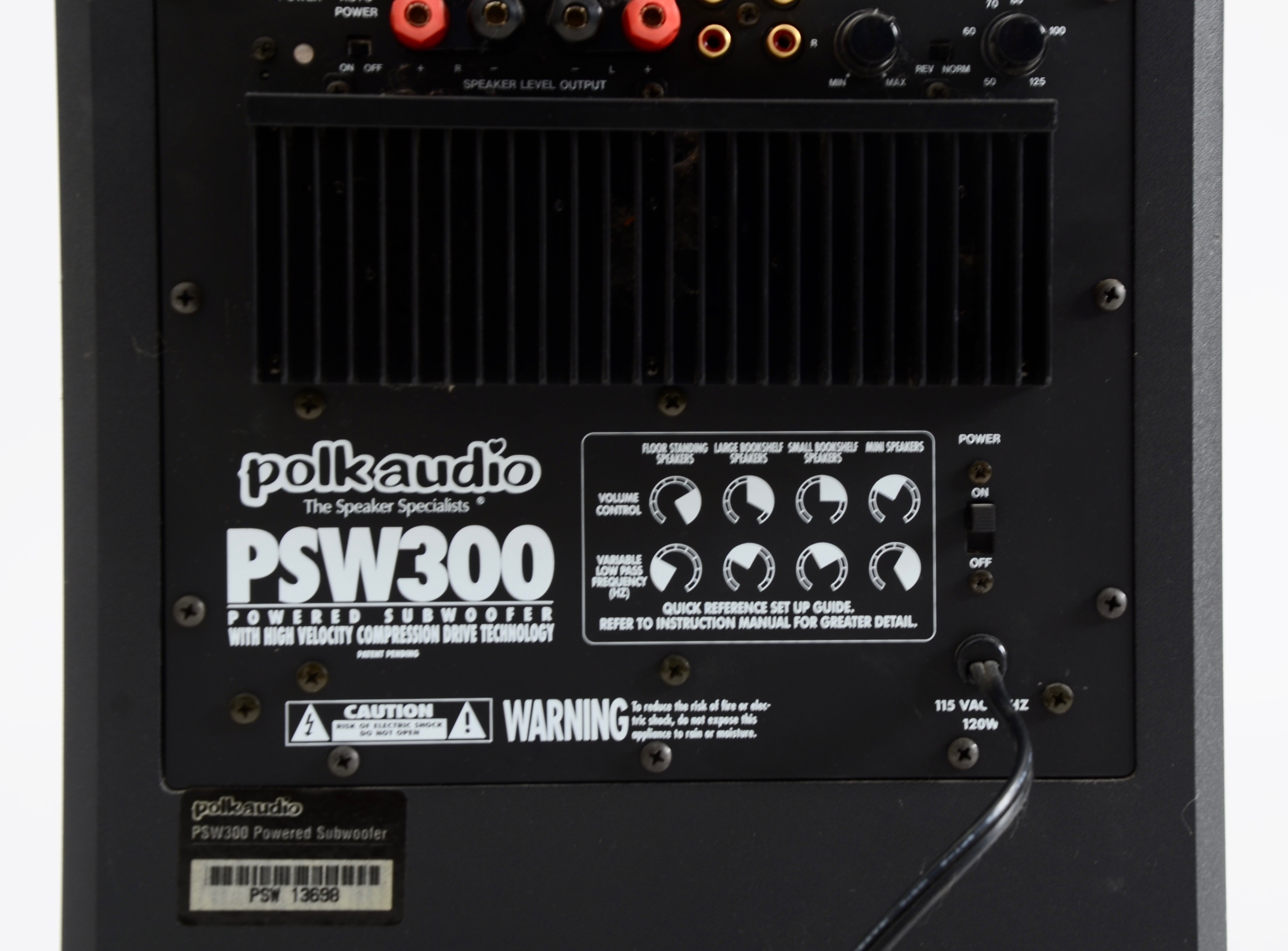 Polk Audio PSW300 Powered Subwoofer and Three Speakers