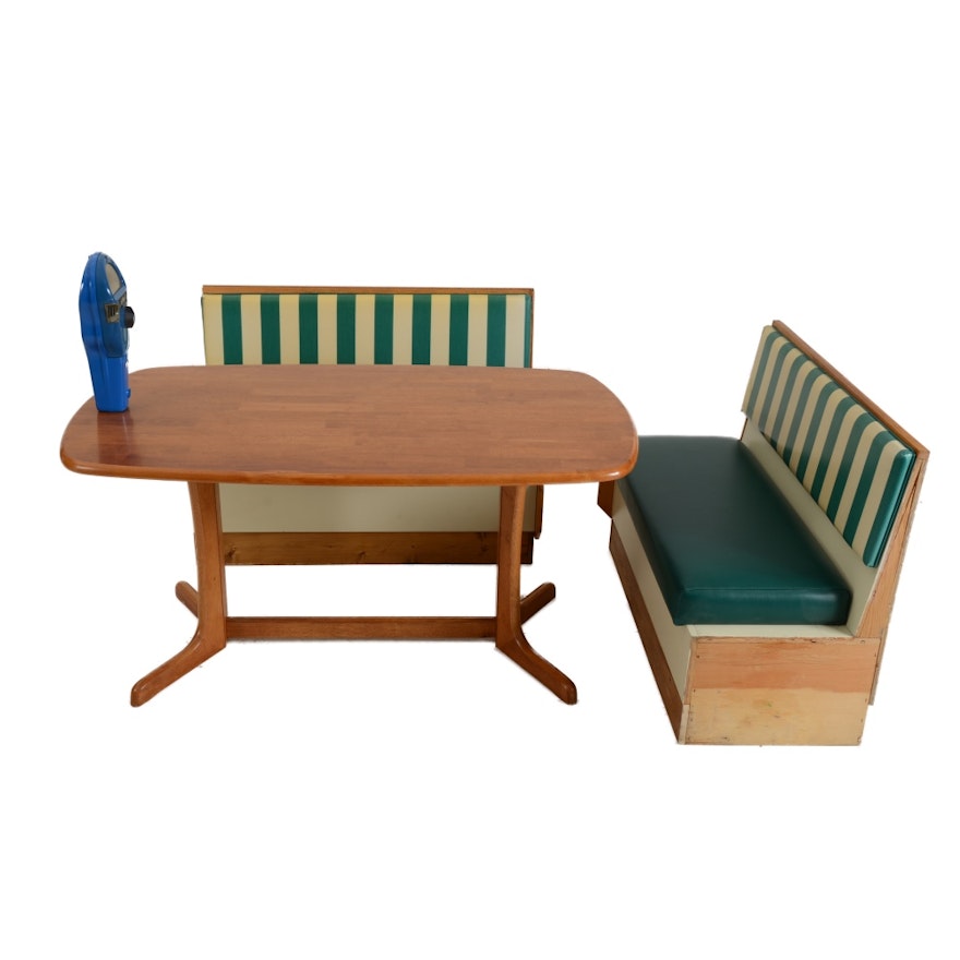 Dining Table with Booth Seats and Vintage Parking Meter