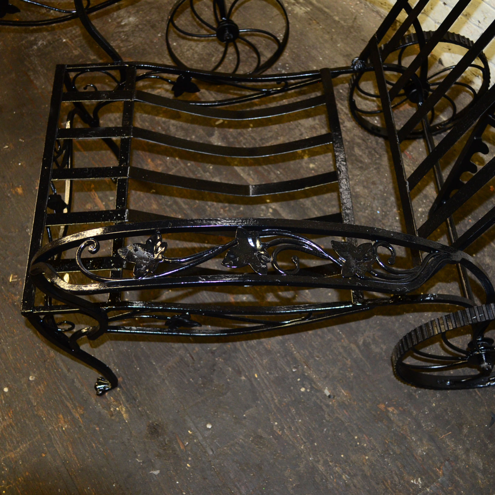 Pair of Cast Iron Lounge Chairs And Ottomans