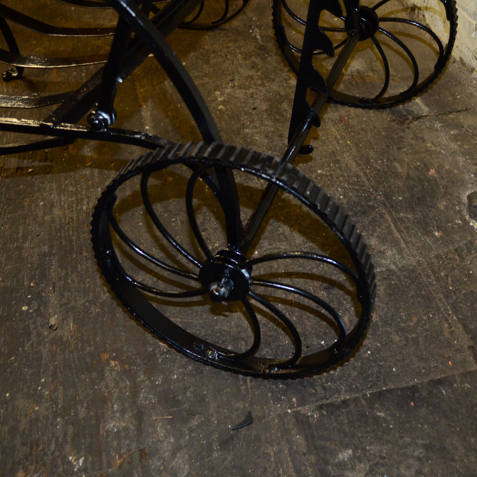 Pair of Cast Iron Lounge Chairs And Ottomans