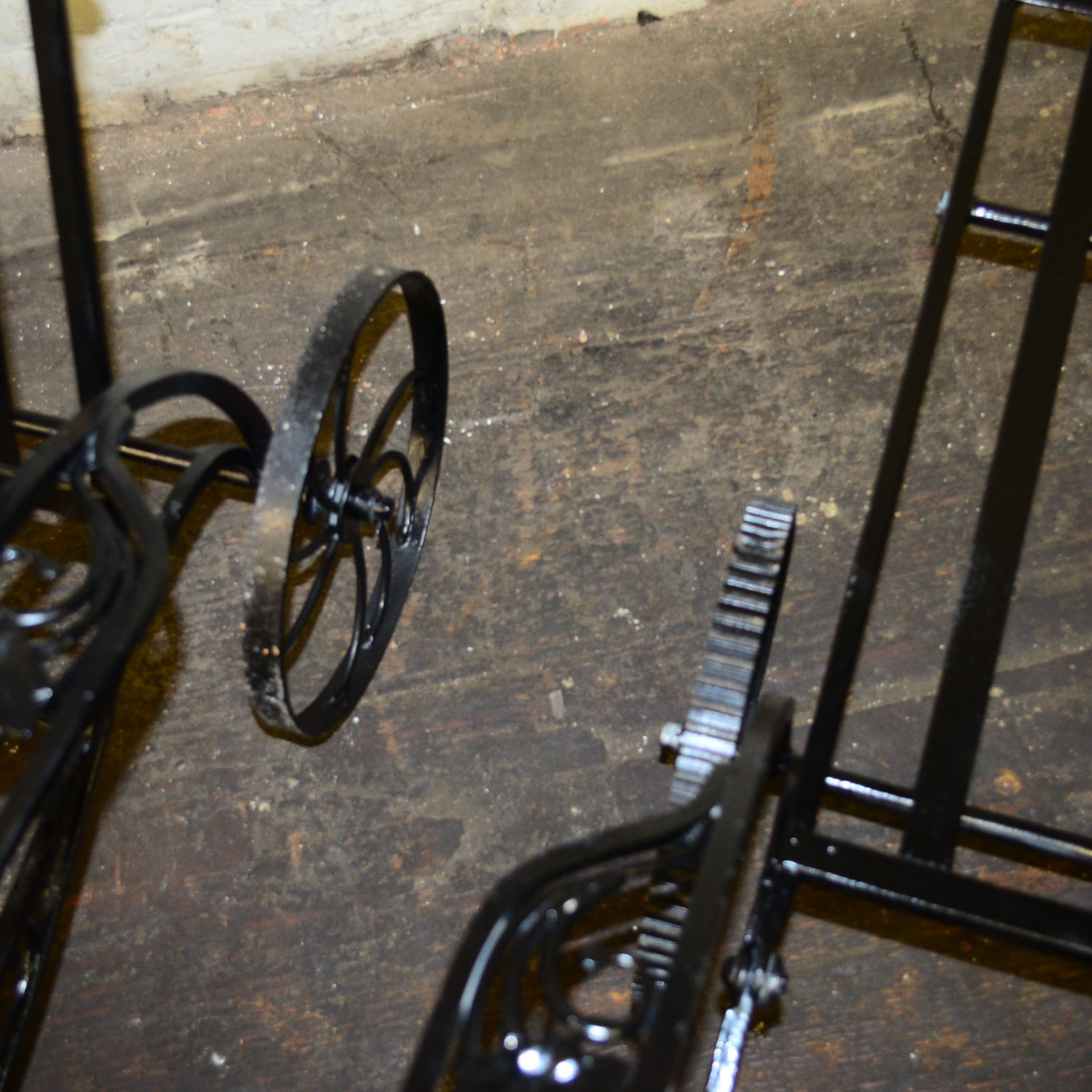 Pair of Cast Iron Lounge Chairs And Ottomans