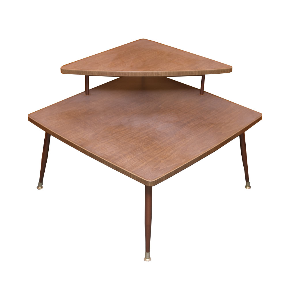 Two Tier Mid Century Modern Corner End Table