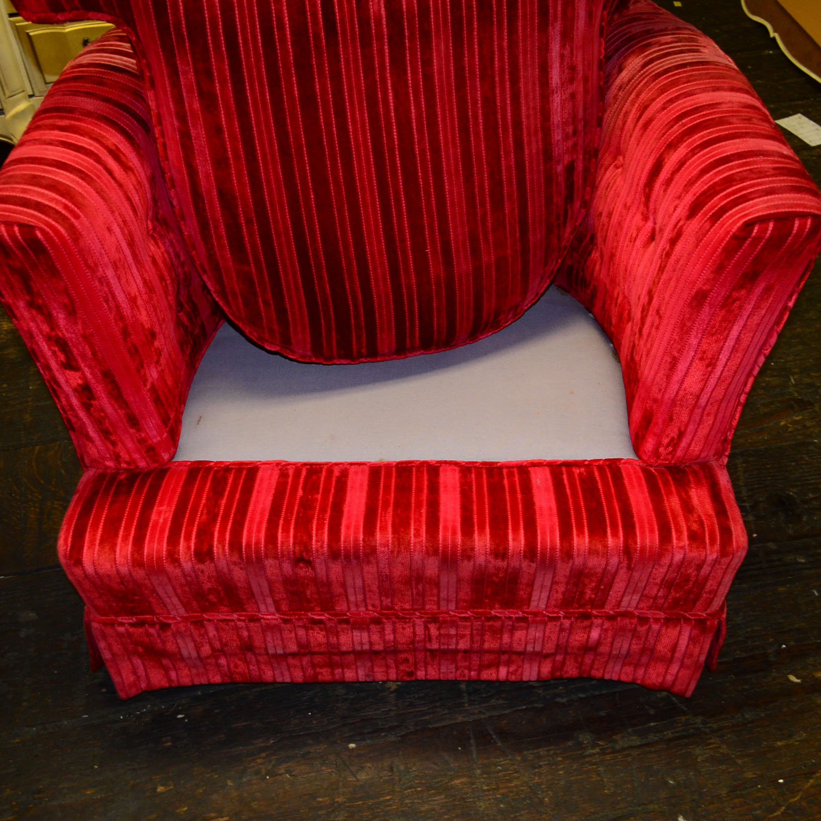 Pair of Red Velvet Contemporary Swivel Chairs