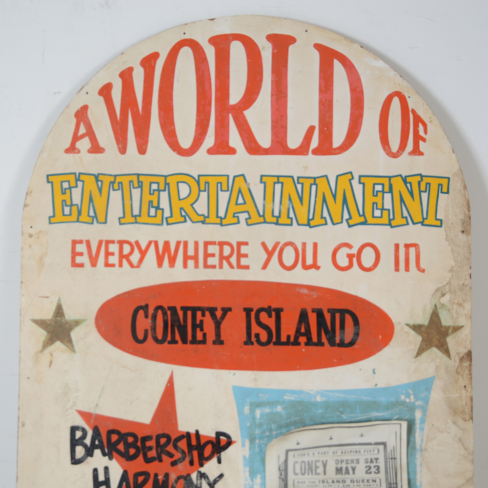 Vintage 1930s Coney Island Wooden Hand-Painted Sign