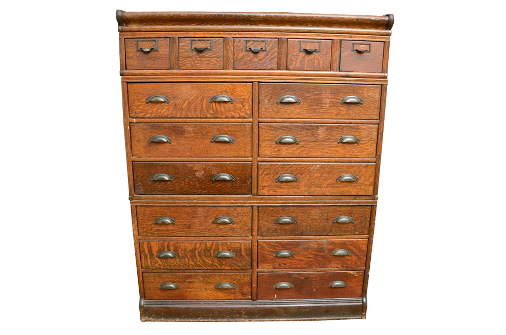 Vintage Tiger Oak Globe Chest of Drawers