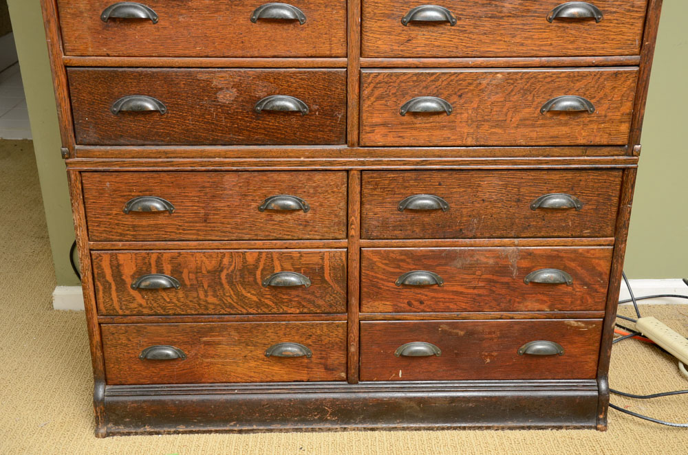 Vintage Tiger Oak Globe Chest of Drawers