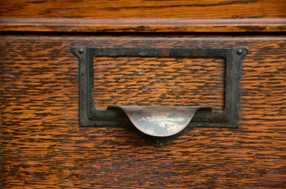 Vintage Tiger Oak Globe Chest of Drawers