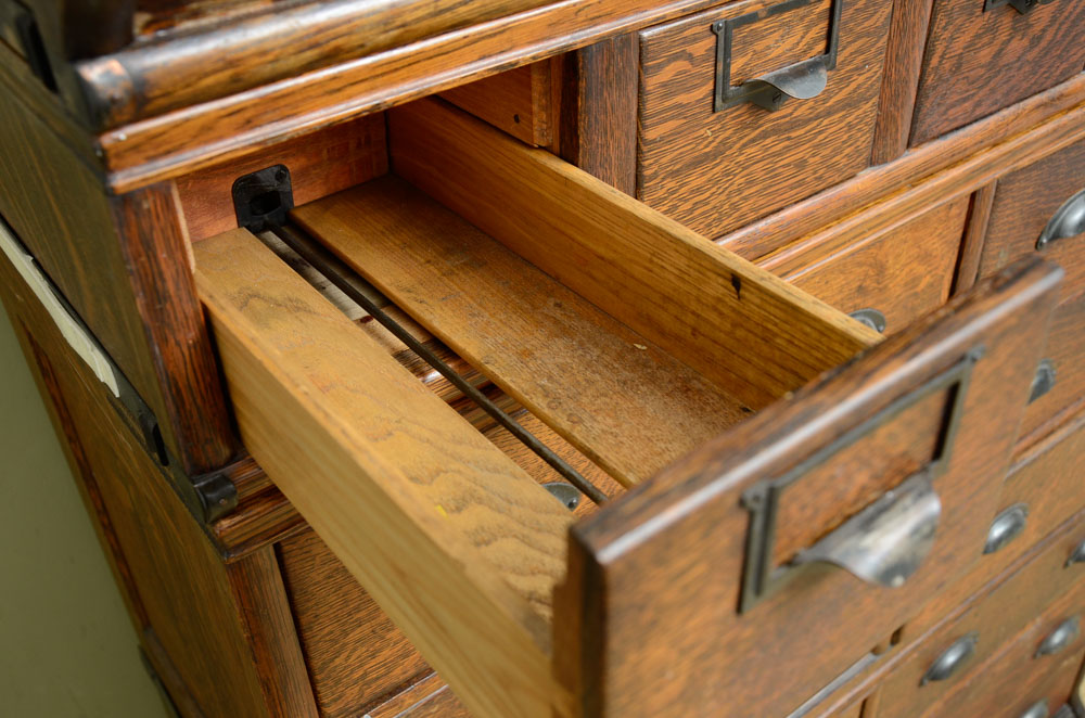 Vintage Tiger Oak Globe Chest of Drawers