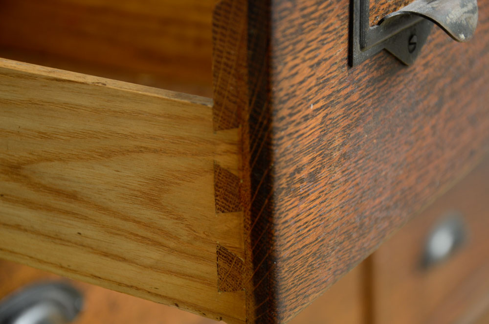 Vintage Tiger Oak Globe Chest of Drawers