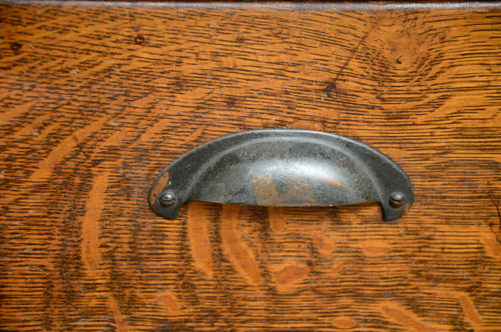 Vintage Tiger Oak Globe Chest of Drawers