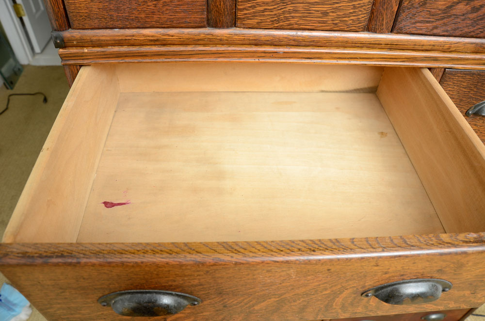 Vintage Tiger Oak Globe Chest of Drawers