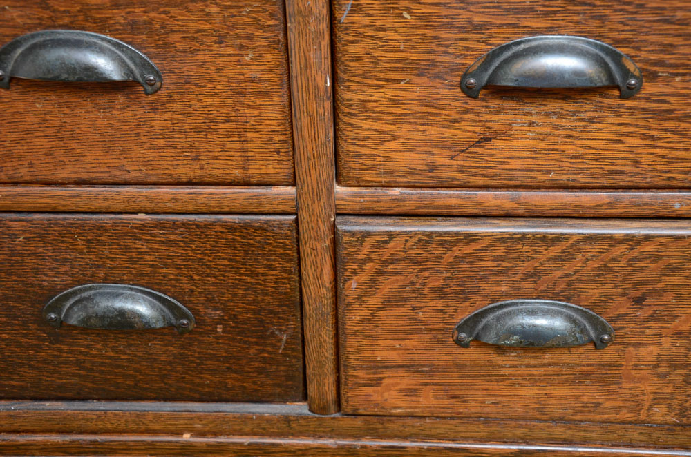 Vintage Tiger Oak Globe Chest of Drawers