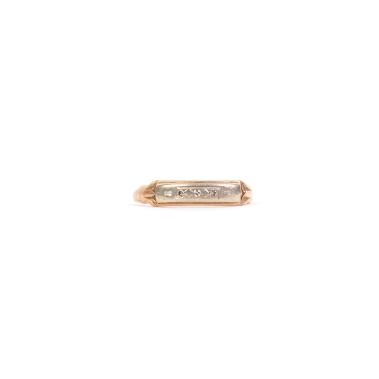 14 K Gold Ring with White Stones