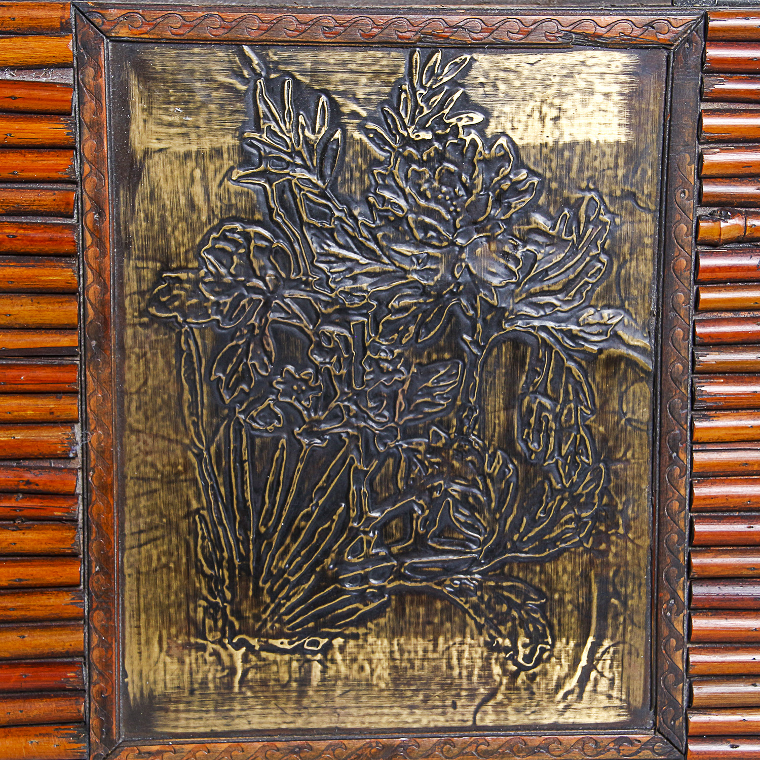 Vintage Wooden and Brass Toned Decorative Box