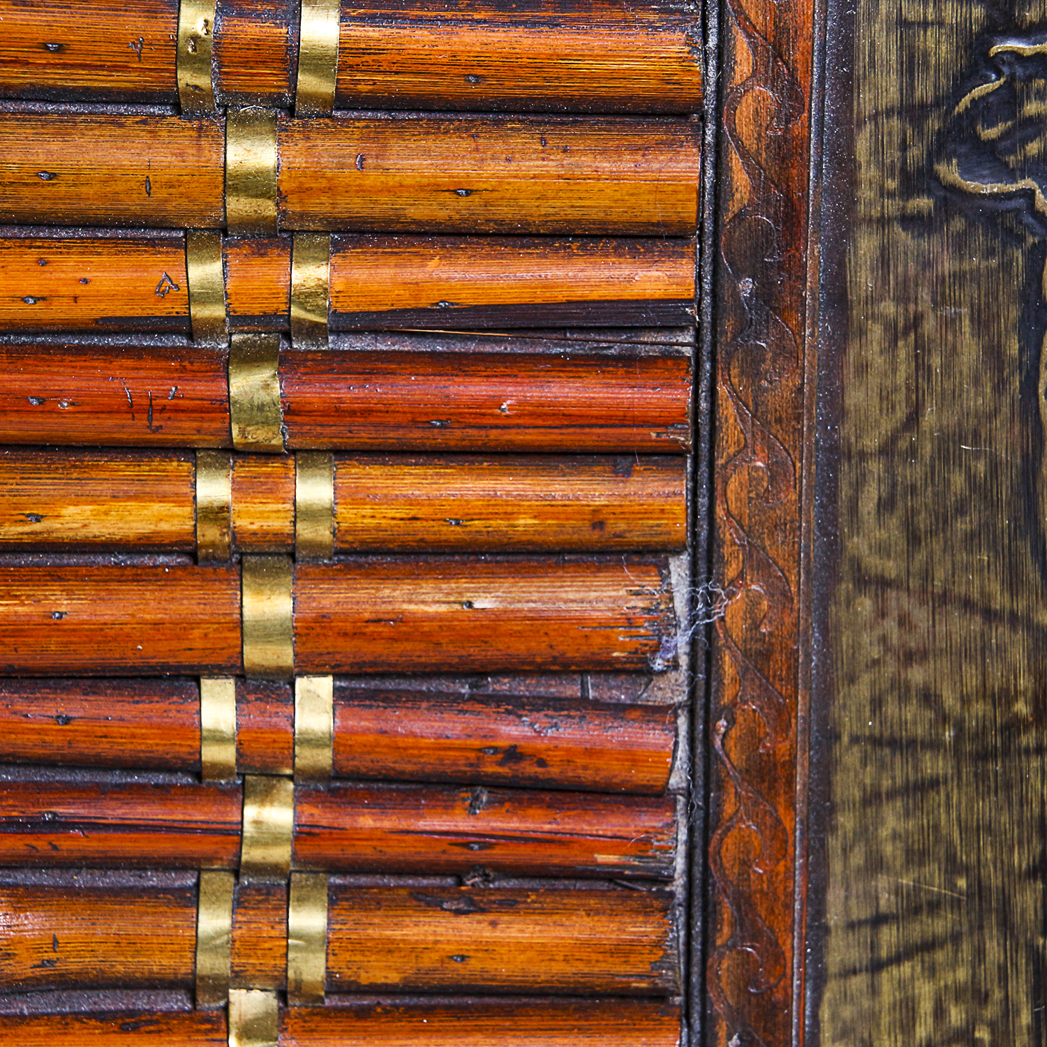 Vintage Wooden and Brass Toned Decorative Box