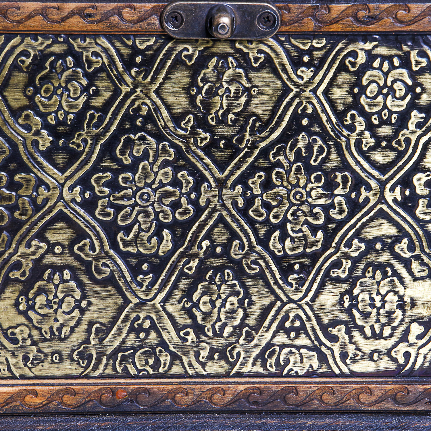 Vintage Wooden and Brass Toned Decorative Box