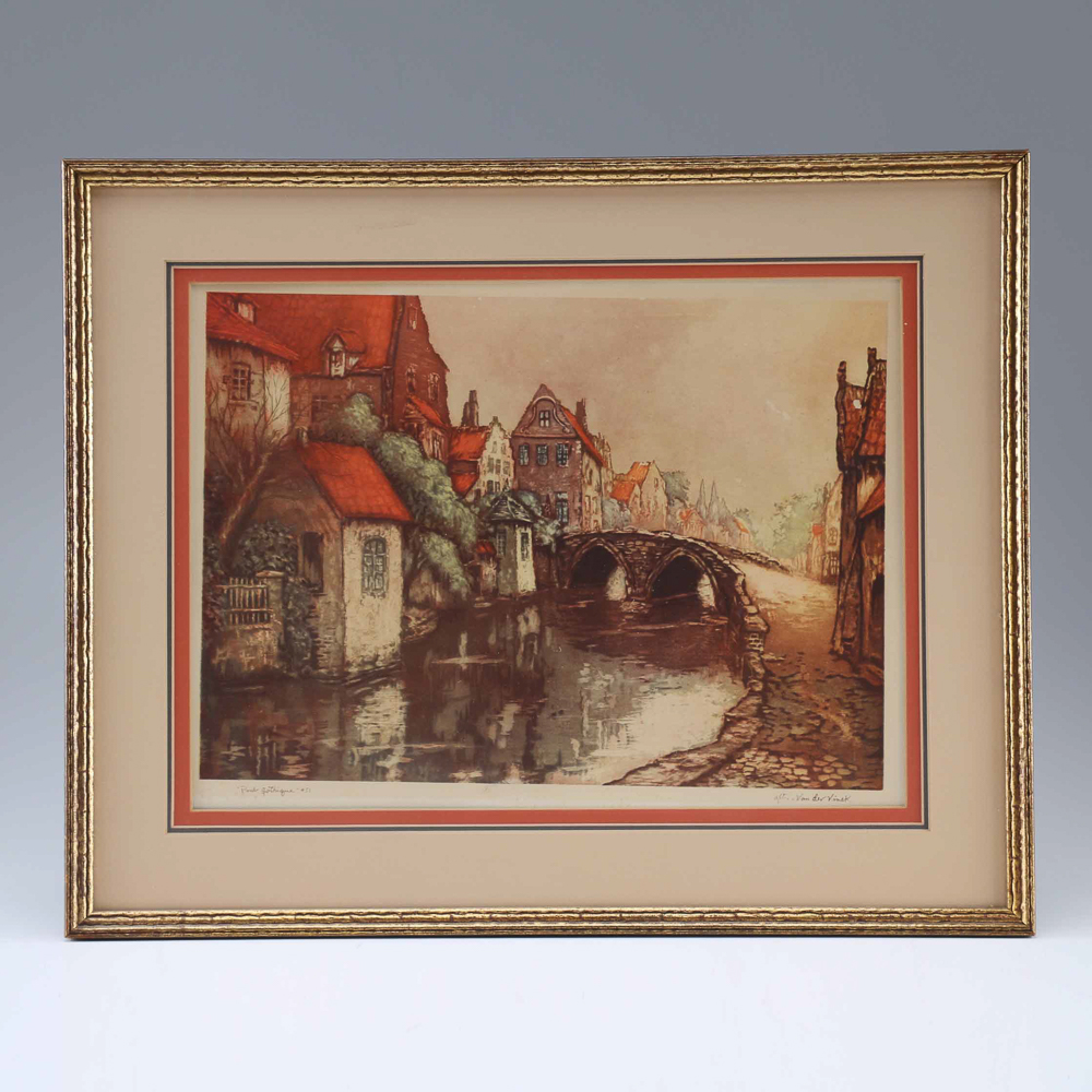 "Pont Gothique" Offset Lithograph Print