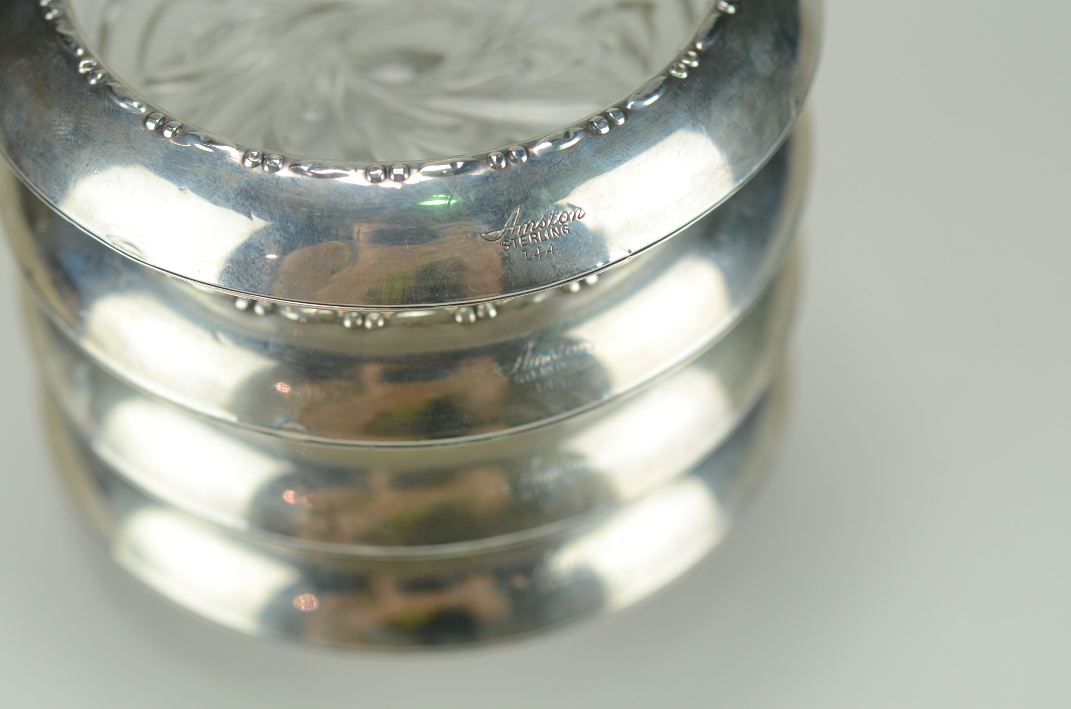 Sterling and Glass Coasters from Amston