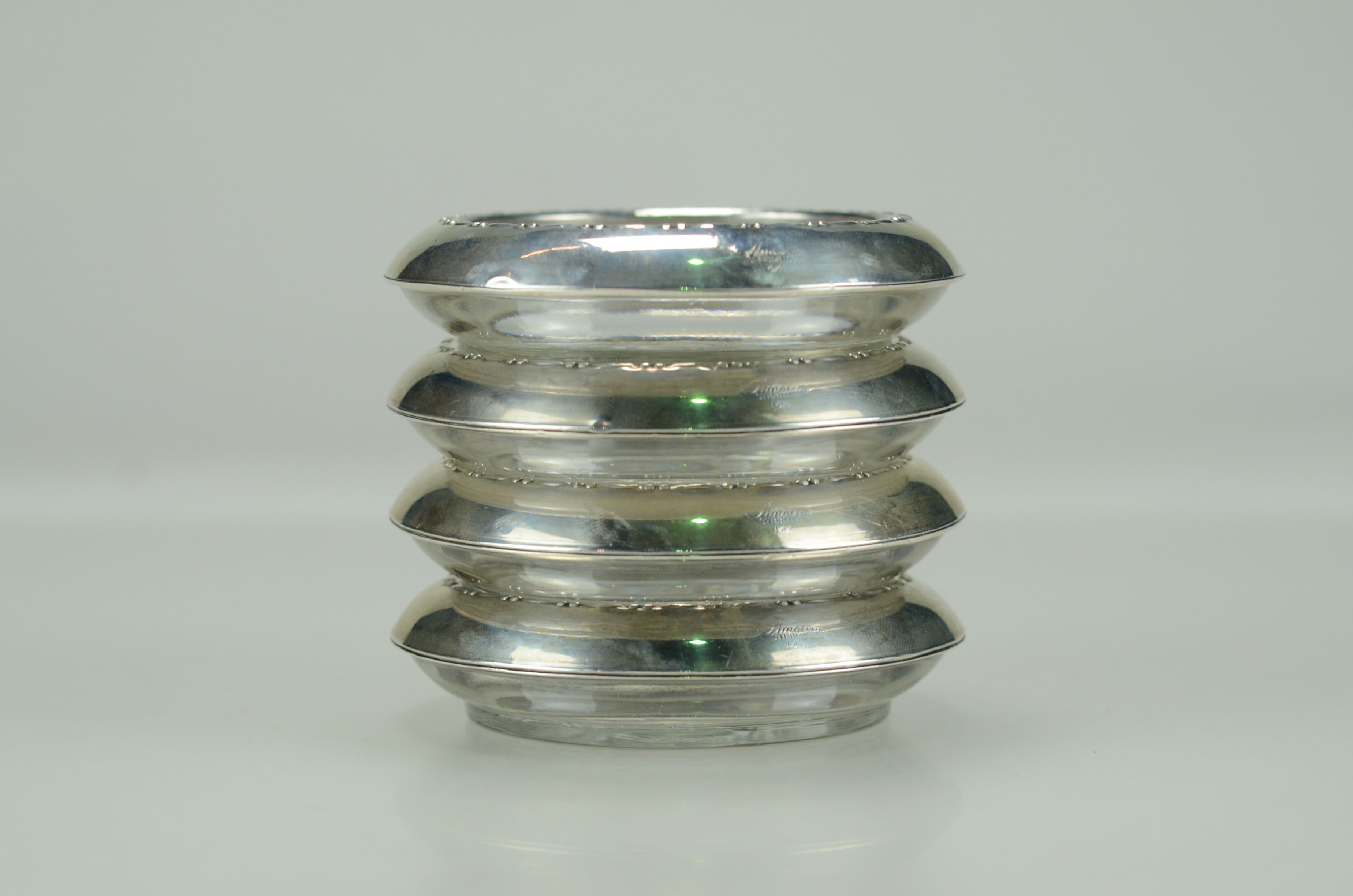 Sterling and Glass Coasters from Amston
