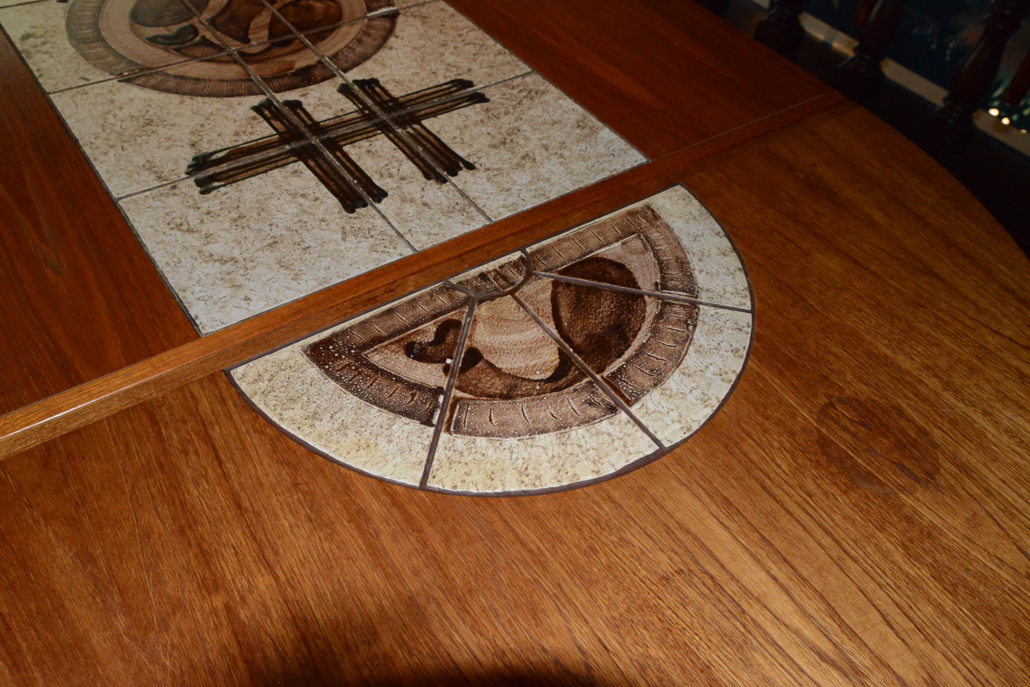 Tile Inlay Teak Dining Table