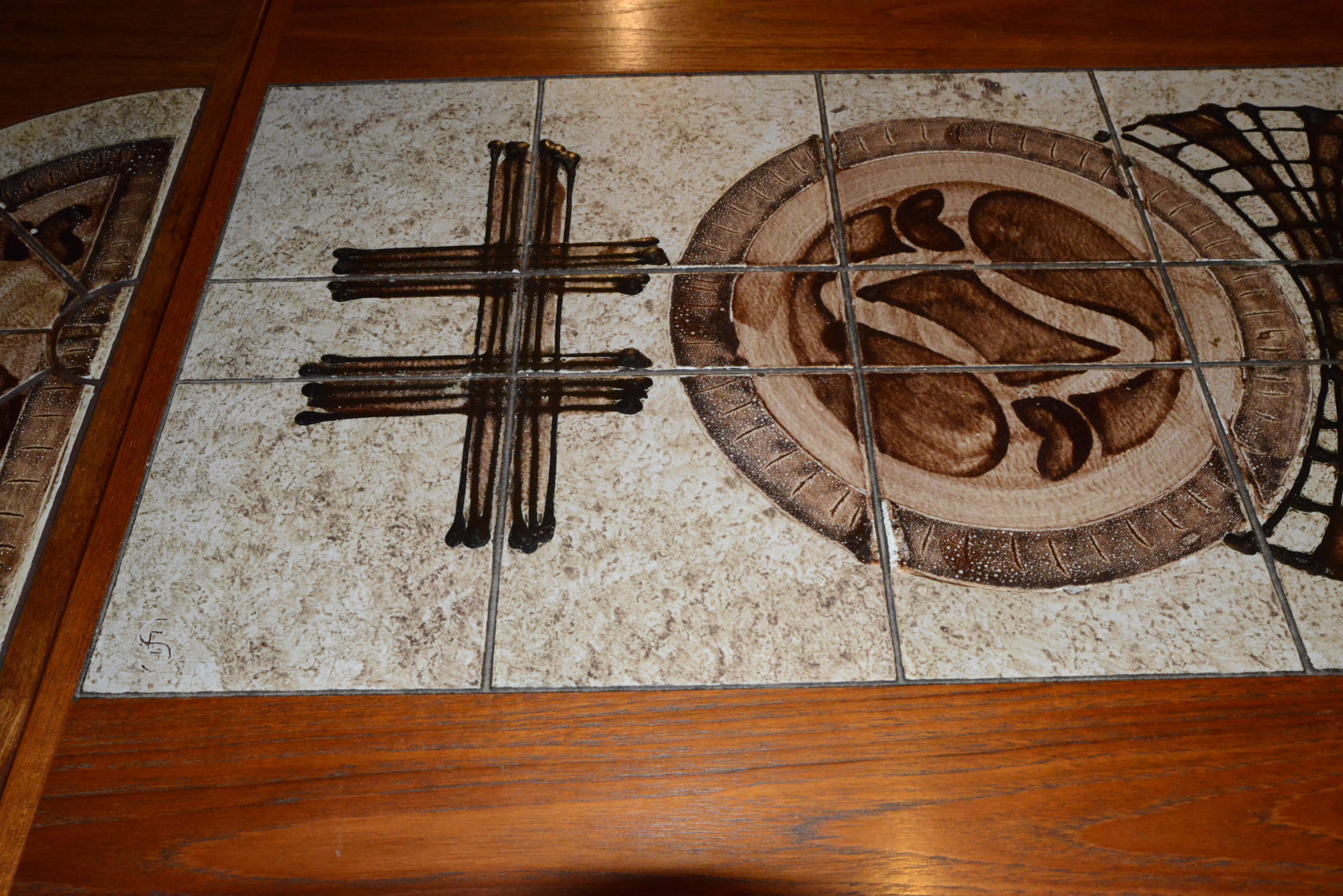 Tile Inlay Teak Dining Table