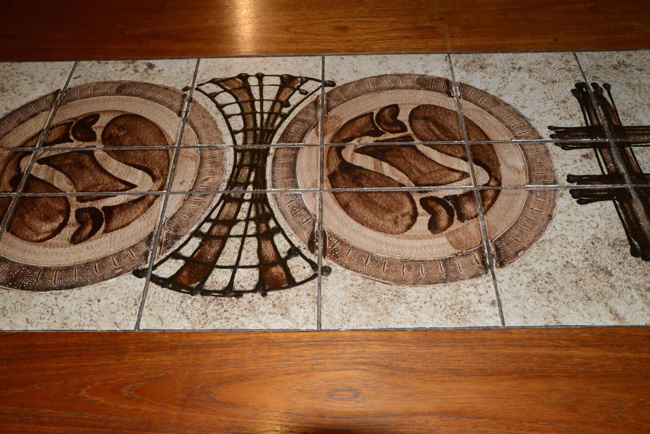 Tile Inlay Teak Dining Table