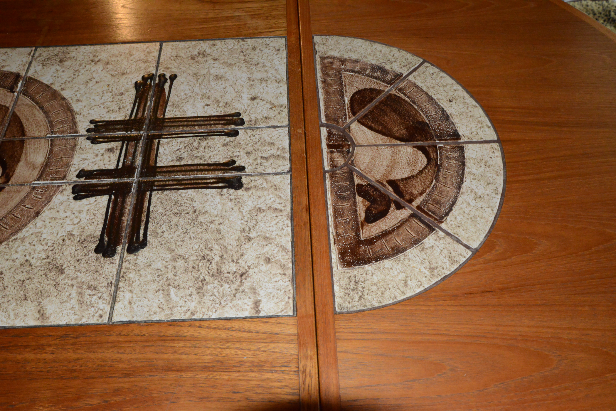 Tile Inlay Teak Dining Table