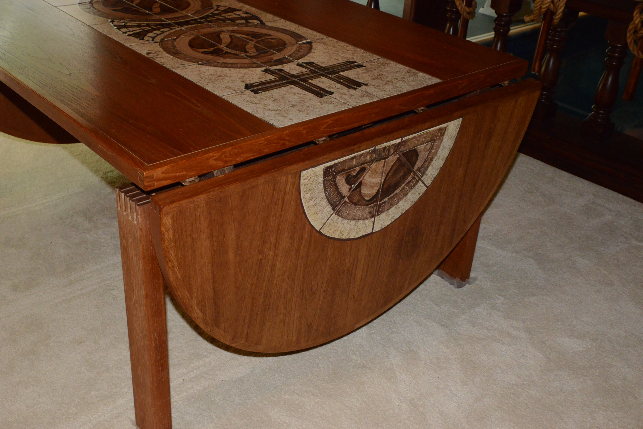 Tile Inlay Teak Dining Table