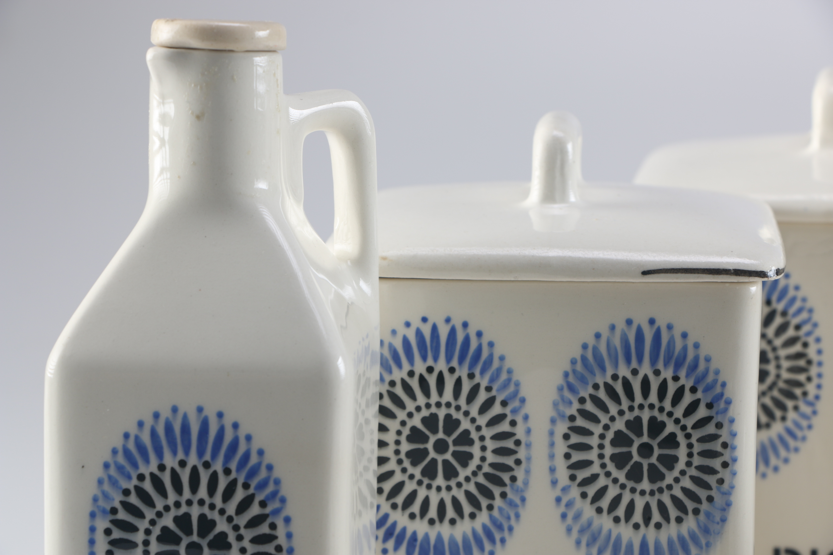 Czechoslovakian Fourteen Piece Ceramic Canister Set